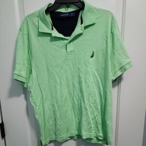 Nautica light green polo shirt short sleeve sz L